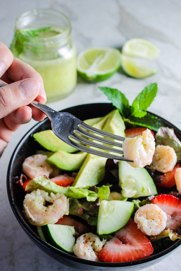 Honey Lime Shrimp Salad with Mint Lime Dressing - Lean Green Nutrition ...